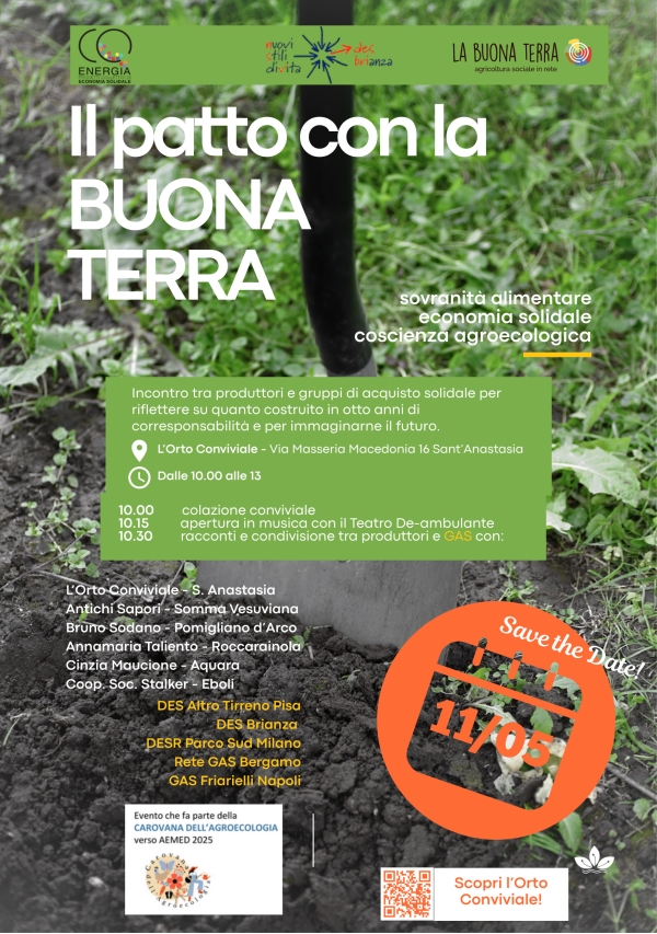 Il patto con la Buona Terra, incontro l'11 maggio presso L’Orto Conviviale