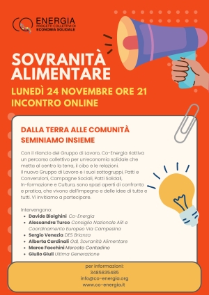 Riparte il GdL Sovranità Alimentare - Abbiamo bisogno anche di te