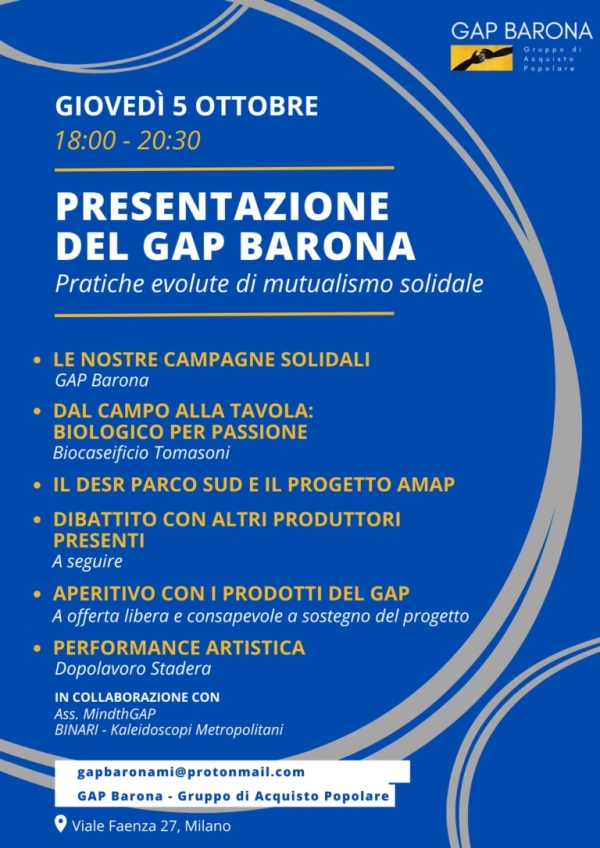 GAP Barona. Pratiche evolute di mutualismo solidale