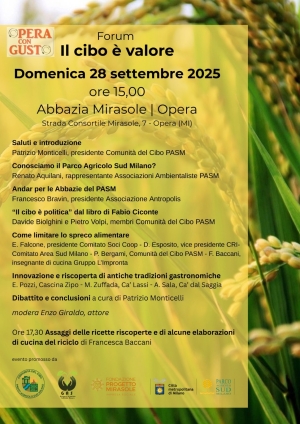 Il cibo è valore, ne parliamo il 28 settembre a Opera